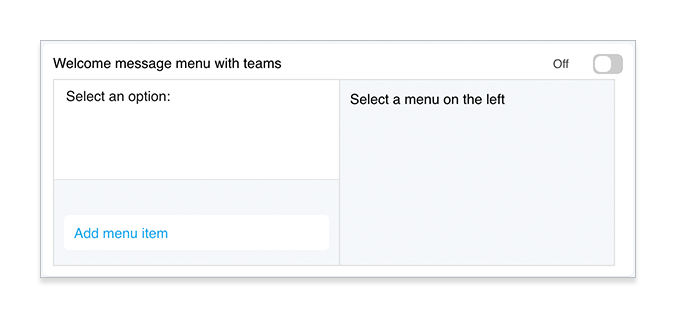 Set welcome message menu with teams